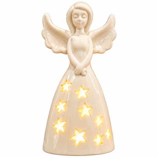 Tiziano LED Engel Farina mit Timer – Creme – 14 oder 18 cm