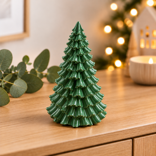 Handgefertigter Tannenbaum aus Gips – 9 cm – Weihnachtsdeko in Weiß oder Gold