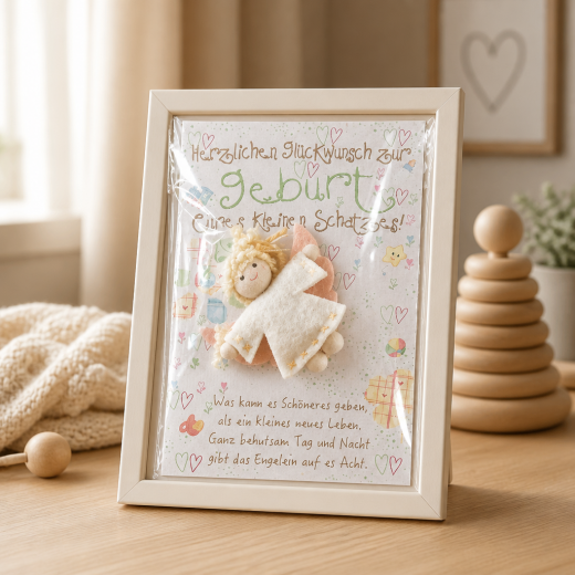 Schutzengel mit Grußkarte ca. 7 cm – Geburt, Papa, Opa oder Freundschaft – Geschenkidee
