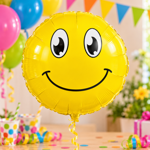 Smiley Folienballon Gelb 45 cm – Luftballon für Geburtstag & Party