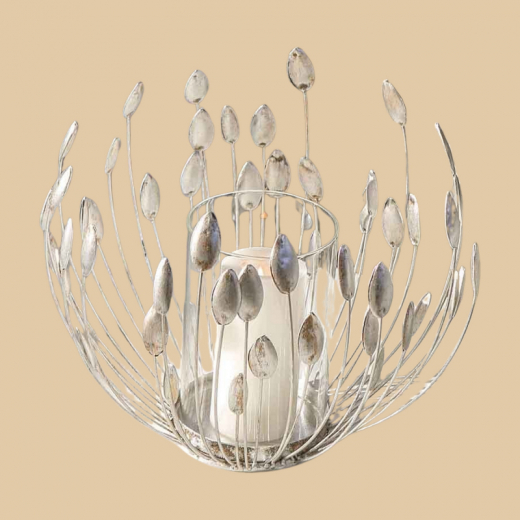 Windlicht silber Metall mit Glas – stilvolle Deko
