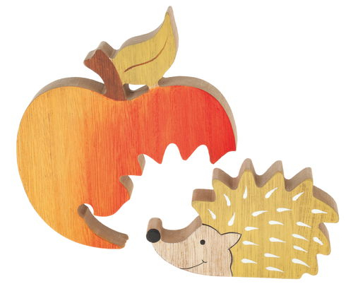 Igel im Apfel – Holzfigur als herbstliche Deko