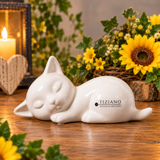 Tiziano Home Design Keramik Katze Sadira liegend– elegante Deko