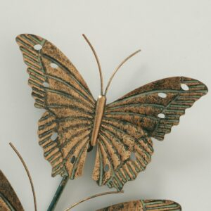 Wandbild aus Metall – Schmetterlinge in Grau/Gold