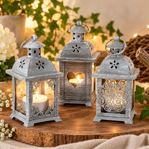Laterne Paulina aus Metall | Herz & Blumen