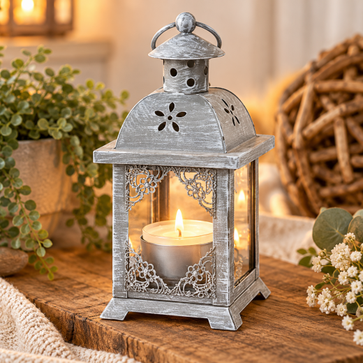 Laterne Paulina aus Metall | Herz & Blumen