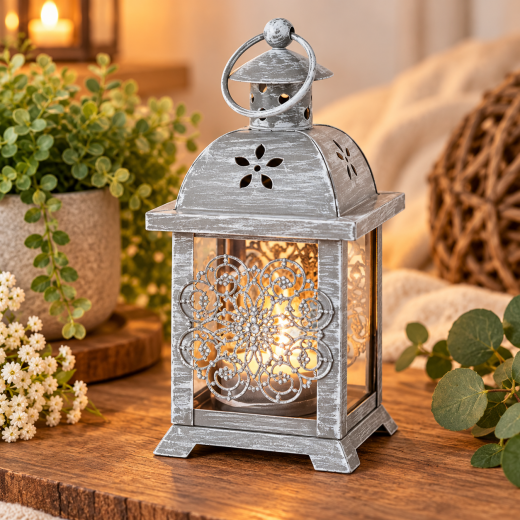 Laterne Paulina aus Metall | Herz & Blumen