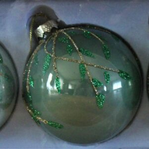 Glaskugel Green Glitter 3er Set