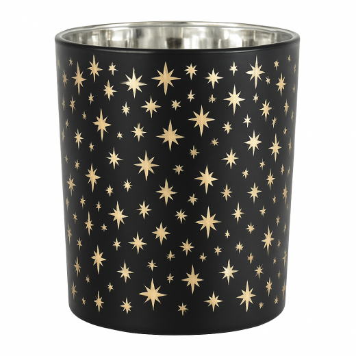 Teelicht Sternchen schwarz/gold – festliche Deko