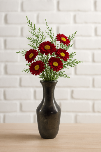 Metallvase Braun/Silber – 16 cm, handgefertigt & edel