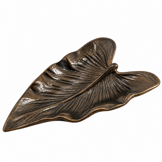 Dekoschale aus Metall in Palmenblatt-Form, braun/gold