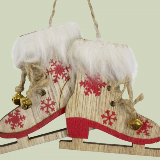 Baumschmuck Holz 3er Set | Ski, Schlitten, Schlittschuhe