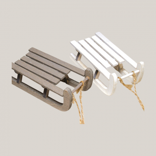Holz Schlitten 2er Set – Deko in Weiß & Braun zu Weihnachten