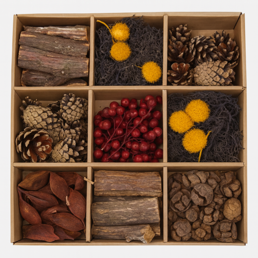 Naturmaterialien Orange – Box 28x28 cm zur Dekoration