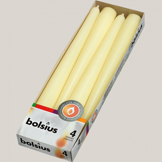 Spitzkerzen 4er Set – Bordeaux, Weiß, Creme – 25 cm x 2,5 cm