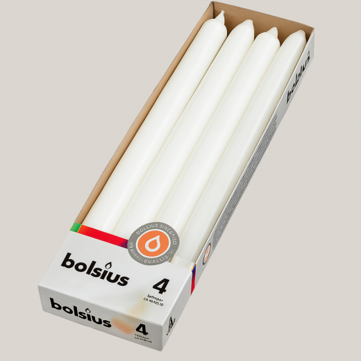 Spitzkerzen 4er Set – Bordeaux, Weiß, Creme – 25 cm x 2,5 cm