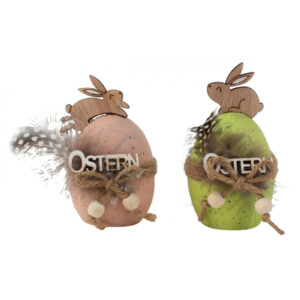 Mini Aufsteller Ostern – 10 cm, Holz, Grün/Rosa