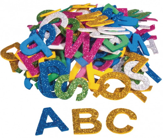 Moosgummi Zahlen oder Buchstaben &quote;Glitter&quote; – Selbstklebend