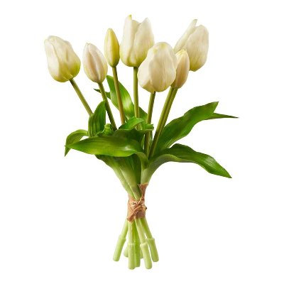 Tulpenbündel &quote;Frühlingserwachen&quote; – 7 Creme-Grüne Latex-Tulpen, 30 cm