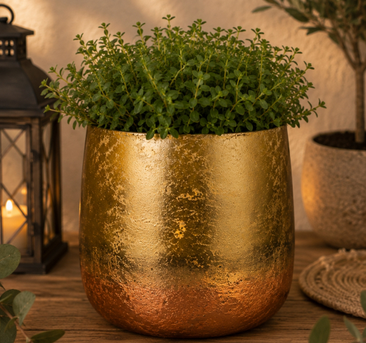 Glas Topf grün/kupfer – Vase, Übertopf oder Windlicht