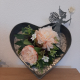 Blechherz &quote;Rose&quote; mit Elfe & Blumen