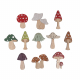 Deko-Pilze aus Holz 3,2×4,5 cm – 11 Stück mit Klebepunkt