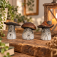 Pilz Häuschen Steingut 3er Set Herbstdeko