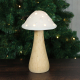 LED Pilz Deko – Beleuchteter Pilz aus Holz & Steingut