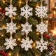 Schneeflocken aus Holz Weiß 7 cm – Weihnachtsdeko 9er Set