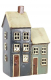 Keramik Windlicht &quote;Doppelhaus&quote; – Blau/Grün/Braun, 18 cm hoch