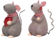 Keramikmaus Set grau – Deko mit Herz & Blume