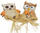 Holzstecker Eule 2er Set – Herbstdeko mit Raffia