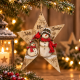 Stern Anhänger – Holzdeko 35 cm mit Schneemann