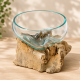 Teakholz Wurzel mit Glasschale Ø 12 cm | Unikat