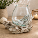 Teakholz Wurzel mit Glasschale Ø 12 cm | Unikat