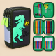 Federmappe Dinosaurier – grün, 3 Fächer & komplett