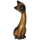 Holzkatze mit langem Hals – 10 cm Dekofigur Braun/Schwarz
