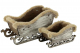 Holzschlitten 2er Set – Beige/Braun mit Plüschverzierung