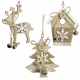 Rustikaler Holz Baumschmuck 3er Set, ca. 9cm