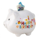 Sparschwein &quote;Happy Birthday&quote; aus Dolomit - Bunt & Dekorativ