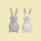 Keramik Hase – "Langöhrchen" / 18 cm, grau