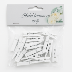 24 weiße Holzklammern (3,5 cm) – ideal zum Dekorieren