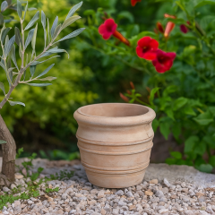 Terracotta-Übertöpfe Cappuccino – Handarbeit Unikate