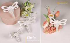 Deko Libelle liegend creme 15 cm