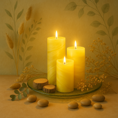 Duftkerzen-Set &quote;Candle&quote; – Dekorativ mit Glasteller und Dekosteinen