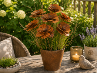 Edelrost Gartendeko Blume aus Metall Mohnblume 60cm