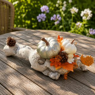 Herbstdeko Wurzel – Handgefertigte Deko mit Kürbis