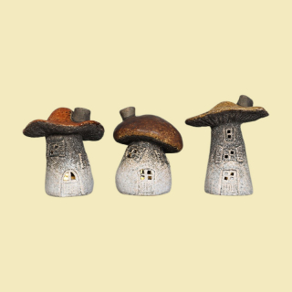 LED Pilz Steingut – Leuchtende Herbstdeko mit Häuschenform