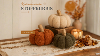 Stoffkürbis im Teddylook – 17,5 cm, weich & dekorativ