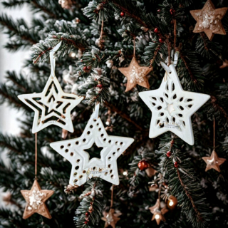 Tiziano Keramikstern | Weihnachtsdeko in Creme-Weiß